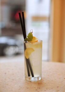 Tom Collins cocktail served at Lastriko cocktail bar in Krakow — a refreshing classic gin drink in the heart of Krakow nightlife.